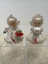 Vintage 1958 Holt Howard Christmas Angel Candle Holders Pair Spaghetti Japan picture