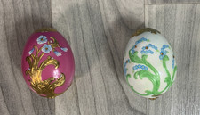 Lot of 2 FRANKLIN MINT Faberge Imperial Jeweled Egg Royal Garden-Pearl Green picture