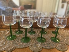 Beautiful 1960s Luminarc France Green Stemmed Wine Glasses-8 oz.-Set of 8-Marked picture