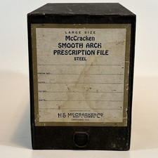 McCracken Smooth Arch Prescription File Box Large Size Steel Vintage picture