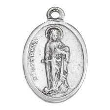 Saint. Dymphna Patron Saint of Stress - Italian Silver-Tone OX 1 inch Medal  picture