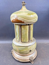 Antique Italia Reuge Karakuri Style Music Box Green Marble Cigar Holder 12.2inch picture