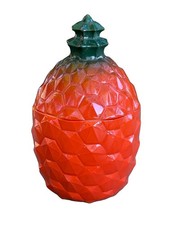 VTG Hazel Atlas 1930s Pineapple Kix Cereal Promo Milk Glass Jam Jar Orange Green picture