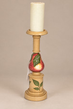 Vintage Pair Murray Feiss Ceramic Candlesticks in Box Autumn Fruit Leaf Decor picture