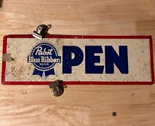 Vintage Antique 70s Pabst Blue Ribbon Open Closed Gas Station General Store Sign picture