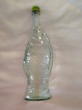 EMPTY Light Green Glass Fish ShapedWine Bottle 13
