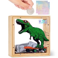 Wooden Piggy Bank for Kids Boys 5.9 inches x x 1.9 inches, Green  picture