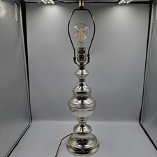 VTG 1970s Stiffel Silver Plated TableLamp MCM Tiered Stacked Heavy Base No Shade picture