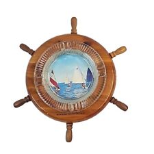 Vintage Monterey Peninsula CA Nautical Ship Anchor Glass Wood Ashtray Excellent  picture