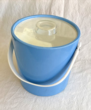 Vintage MCM Lite Blue Ice Bucket With Lucite Lid & Handle Mid Century Modern picture