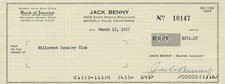 JACK BENNY - AUTOGRAPHED SIGNED CHECK 03/15/1965 picture