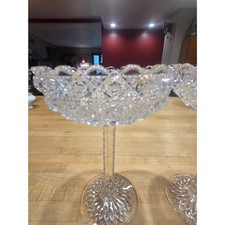 Vintage EAPG Daisy and Button Tall Pedestal Compote Pair Notch Stem Clear Glass picture