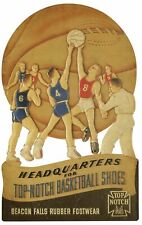 TOP NOTCH BASKETBALL SHOES BEACON FALLS HEAVY DUTY USA MADE METAL ADV SIGN picture