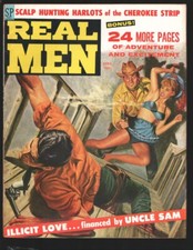 Real Men 4/1959-Gunfight over dance hall girl cover-Witch of Africa-Cheesecak... picture