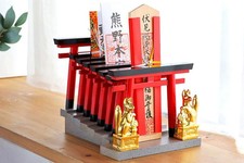 Ofuda Stand Fushimi Inari Shrine Style with Red Torii Gates and Fox Statues picture