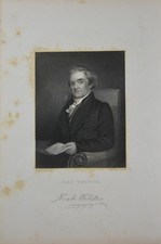 Antique United States Connecticut Senator Noah Webster Original 1834 Engraving picture