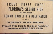 Vintage c1958 Silver Springs Florida Deer Ranch Free Sleigh Ride Ticket picture