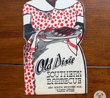 Vintage 1950s Old Dixie Southern Barbecue Die Cut Menu Postcard Los Angeles CA picture