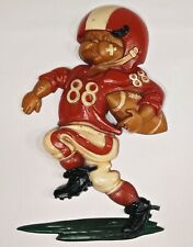 Homco 1976 Football Player Running Ball Wall Hanger Plaque Decor Cast Metal Red picture