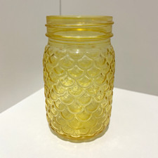 Vintage Indiana Glass Amber Whitehall Canning Jar Canister Yellow Pressed Glass picture