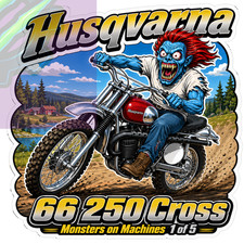 1966 Husqvarna 250 Cross 9x9cm Durable Die-Cut Vinyl Sticker 1 of 5 picture
