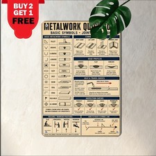 Welding Symbols Reference Guide Blueprint Chart Distressed Metal Tin Sign picture