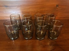 Vintage Libby smoked Brown Eight Piece Set Of Glasses excellent Condition picture