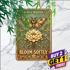 Art Nouveau Moth Botanical Floral Poster Vintage Aesthetic Metal Tin Sign picture