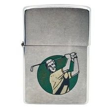 1984 Zippo Golfer Graphic Golf Windproof Lighter Green Circle USA picture