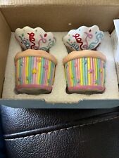 PartyLite Celebration Birthday Cupcake Votive Tealight Candle Holders Set Of 2 picture