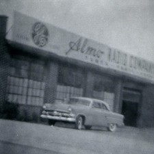c1950s Camden, NJ Almo Radio Company Storefront Snapshot Photo 1954 Ford Car Vtg picture