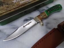 Remington Whitetails Fixed Blade Knife Bone Zebra Wood Leather Sheath Full Tang picture