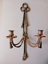 ANTIQUE PEERAGE BRASS CANDLE WALL SCONCE,