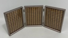 Vintage Tri Fold Picture Frame Convex Bubble Glass 1920s Triptych Silver Scroll picture