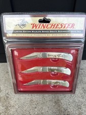 Winchester 2007 Ltd. Ed. Wildlife Series Ersatz Scrimshaw Handle 3 Knife Set picture