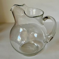 Vintage Clear Glass Ball Pitcher Kool-Aid Style Heavy Mid Century Ice Lip 2 Qt 9 picture