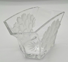 Heavy 24 Lead Crystal  Frosted Tulips Telefloral Vase Bowl Czech LOOK picture