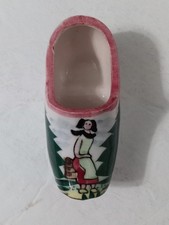 Vintage Dutch Shoe Hand Painted Porcelain Asian Woman Pine Trees picture