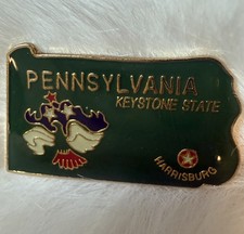 Vintage Pennsylvania State Souvenir Pin Green Enamel, great stocking stuffer ￼ picture