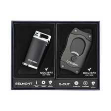NEW Colibri Belmont Jet Lighter and S-Cut Cigar Cutter Gift Box Set GS200C11 picture