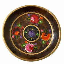 Vintage Mexican Batea Bowl Painted Wood Floral Lacquered Handmade Folk Art 11 in picture