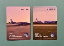 2 UNITED AIRLINES Stars and Stripes 787-10  AND 737-800 PILOT TRADING CARDS picture
