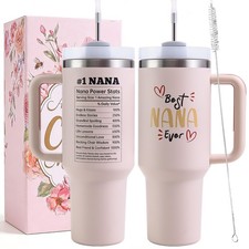 VoziSpace Best Nana Ever Tumbler with Handle 40oz 40 Ounces, nana pink picture
