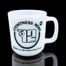Vintage KODE TV 12 Joplin MO Eyewitness News ABC Milk Glass Coffee Mug 10 Oz picture