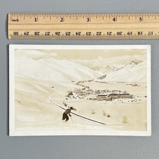 Vtg 1952 Sun Valley Idaho RPPC Postcard Skier Penny Mountain 