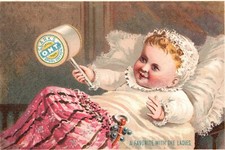 1880s-90s Baby in Crib Clark's Spool Cotton ONT Sewing Machines Trade Card picture