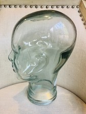 Vintage Spain Glass Head Mannequin Wig Hat Display Green Tint Heavy Life size. picture