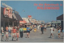 Vintage Boardwalk Wildwood New Jersey Postcard Coca Cola Camel Cigarettes Sign picture