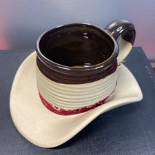 Vintage Muddy Waters Pottery Cowboy Hat Western Mug Cup Decor Clay Glazed picture