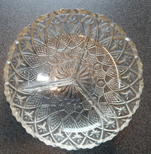 Vintage Clear Pressed Glass 3 Section Divided Relish Dish Serving Bowl Scalloped picture